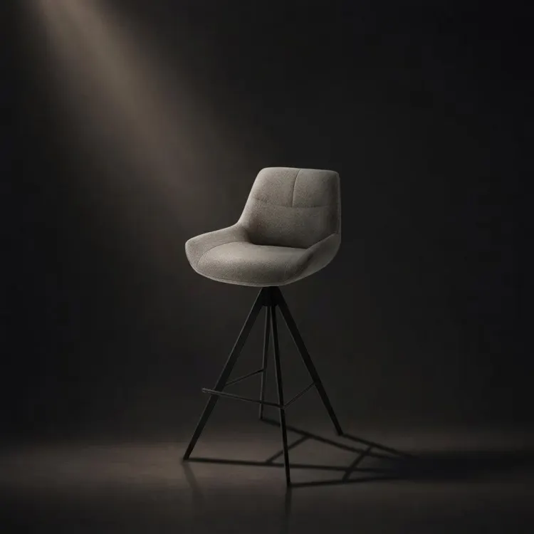 Grey upholstered bar stool